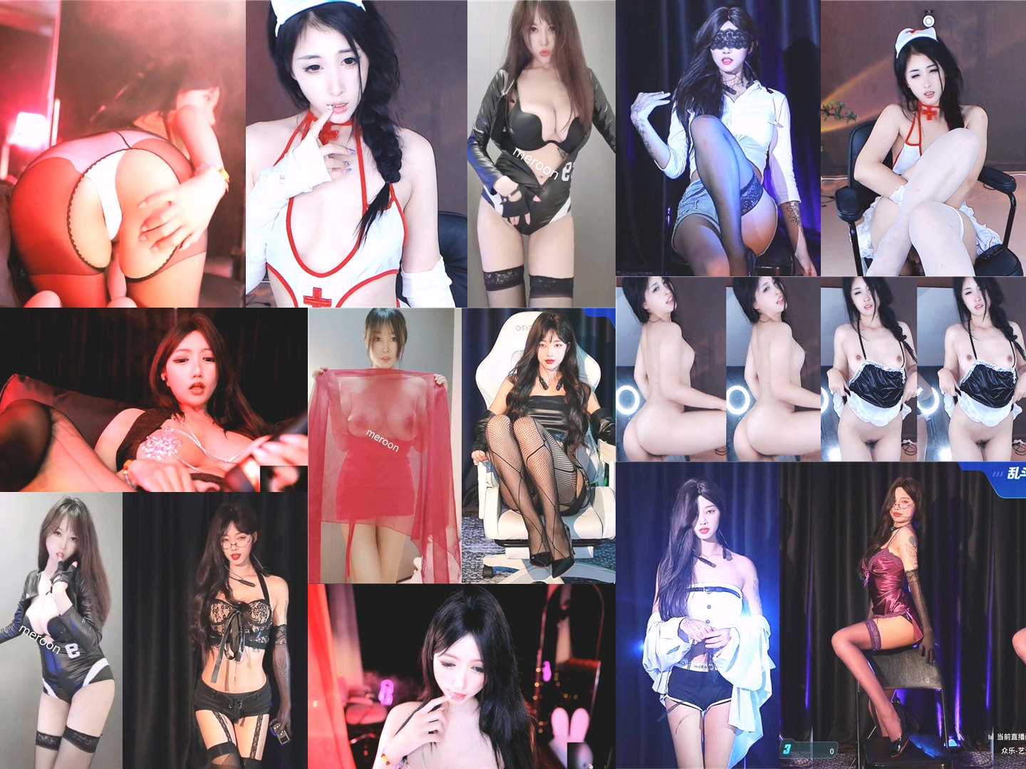 虎牙予恩穿白絲護士制服揉乳扣穴淫語挑逗誘惑嬌喘／九頭身尤物Meroon黑絲情趣裝勁歌艷舞波濤洶湧等 720p